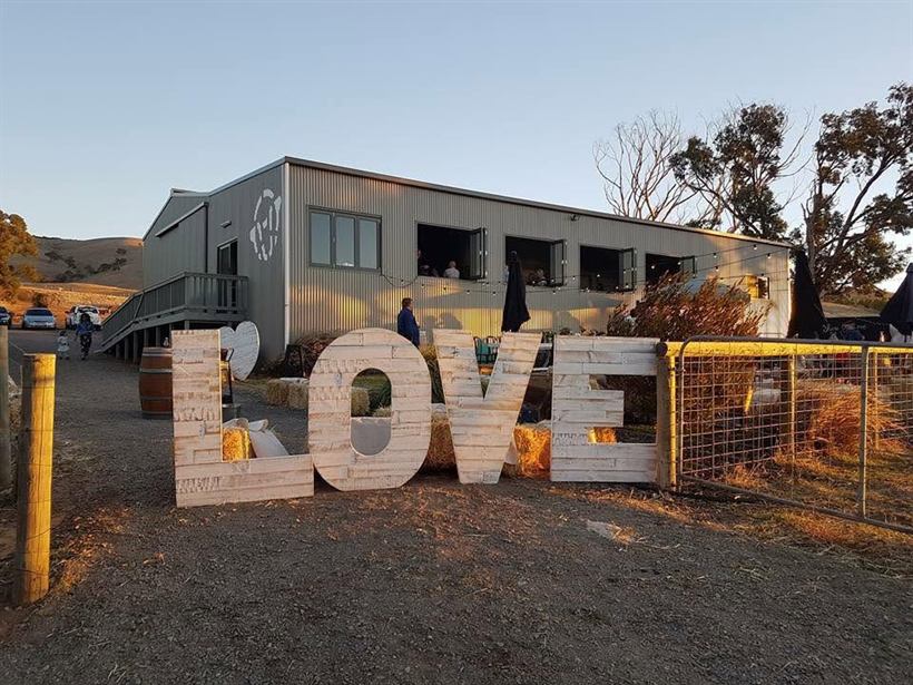 Giant LOVE letters beside the cellar door